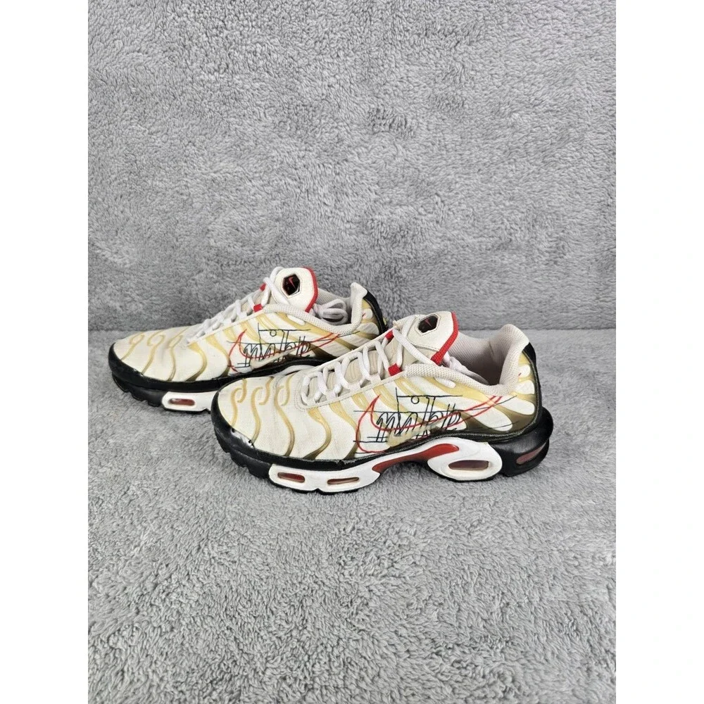 Nike Air Max Plus Striped White Red Black Beige Low Top Men's Athletic Sneakers